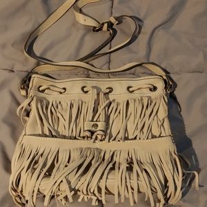 Patricia Nash Tan Fringe Suede Bucket Crossbody